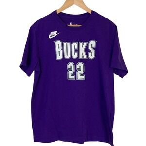 Nike Men's Milwaukee Bucks Khris Middleton Purple Hardwood Classics T-Shirt XL‎